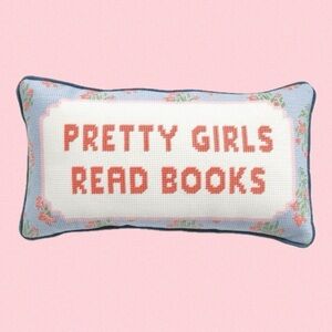 NWT Bouffants and Broken Hearts Pretty Girls Read Books Needlepoint Pillow